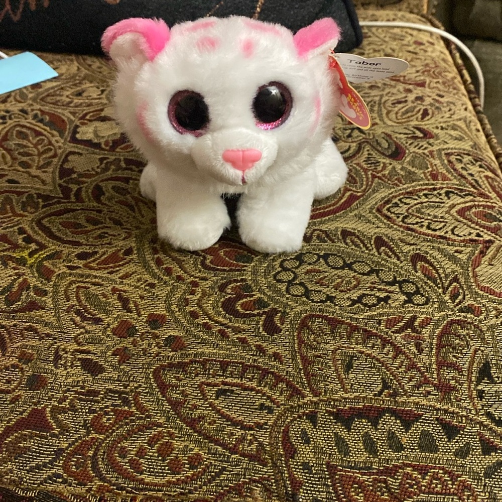A stuffed animal tiger